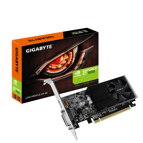 Tarjeta de Video Gigabyte NVIDIA GeForce GT 1030 Low Profile D4 2G – 2GB – 64-bit – PCI-E 3.0 – DDR4 – HDMI – DVI-D – GV-N1030D4-2GL