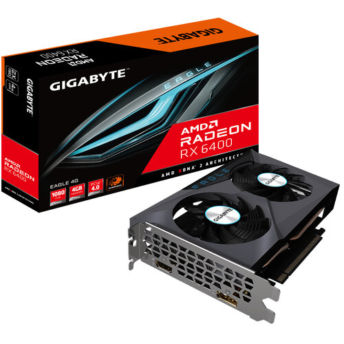 Tarjeta de Video Gigabyte Radeon RX 6400 EAGLE 4G- 4GB – 64-bit – PCI-E 4.0 – GDDR6 – HDMI – DisplayPort – GV-R64EAGLE-4GD