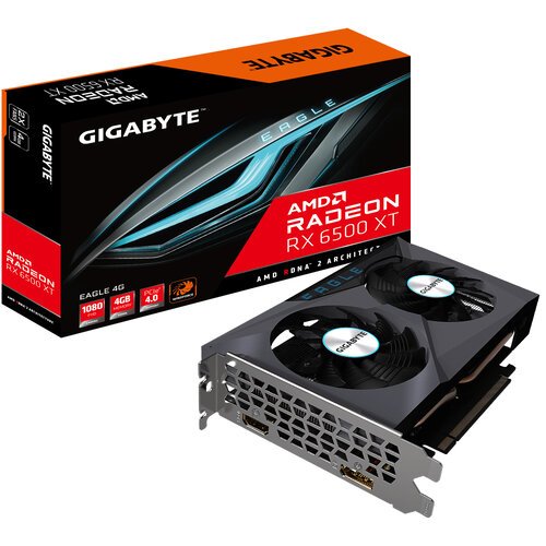 Tarjeta de Video Gigabyte Radeon RX 6500 XT EAGLE 4G – 4GB – 64-bit – PCI-E 4.0 – GDDR6 – HDMI – DisplayPort – GV-R65XTEAGLE-4GD