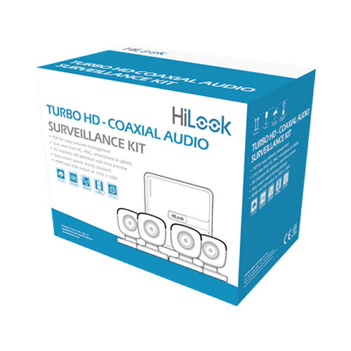 Kit de Vigilancia HiLook – DVR DVR-104G-F1(S) – 4 Canales – 1 IP – 4 Cámaras THC-B120-PS – 2MP – Bala – HL1080PS