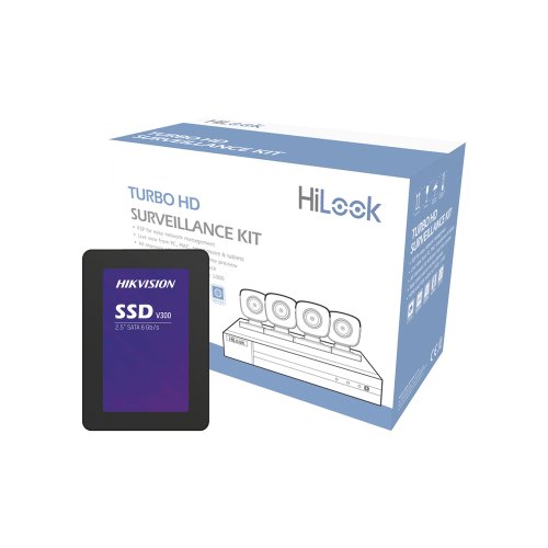 Kit de Vigilancia HiLook HL24LQKITS-M(B)/512GB – DVR 4 canales – 4 Cámaras – 512GB SSD – Accesorios – HL24LQKITS-M(B)/512GB