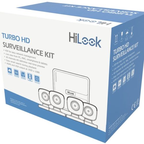 Kit de Vigilancia HiLook KIT7204BP(C) – DVR 4 Canales – 4 Cámaras – Cables – Fuente – KIT7204BP(C)