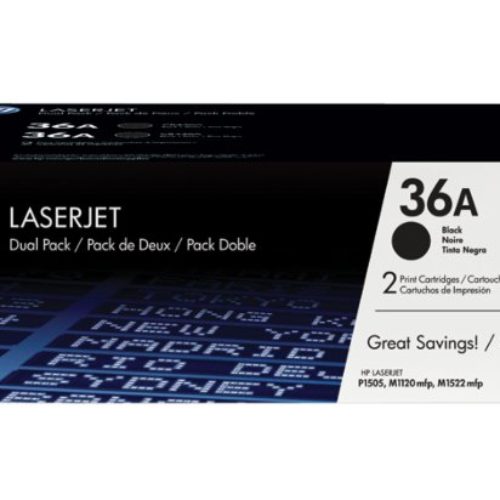 Pack de 2 Cartuchos de Tóner HP 36A – Negro – LaserJet – Original (CB436AD) – CB436AD