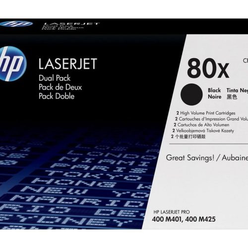 Pack de 2 Cartuchos de Tóner HP 80X – Negro – LaserJet – Original (CF280XD) – CF280XD