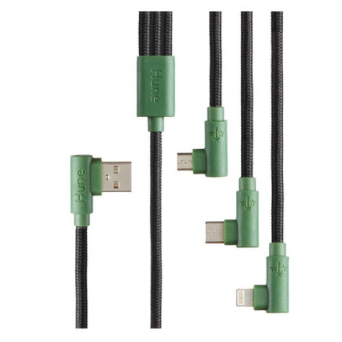 Cable Hune Hiedra – USB a USB-C/Micro USB/Lightning – 1.2m – Verde – AT-ACC-CA-319BOS