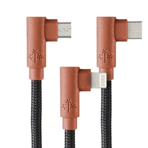Cable Hune Hiedra – USB a USB-C/Micro USB/Lightning – 1.2m – Corteza – AT-ACC-CA-319COR
