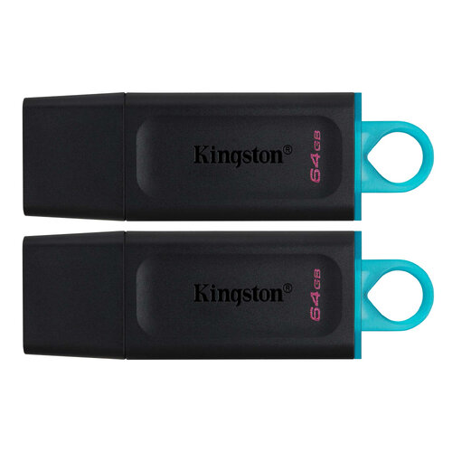 Memoria USB Kingston DataTraveler Exodia – 64GB – USB 3.2 – Negro con Turquesa – 2 Piezas – DTX/64GB-2P