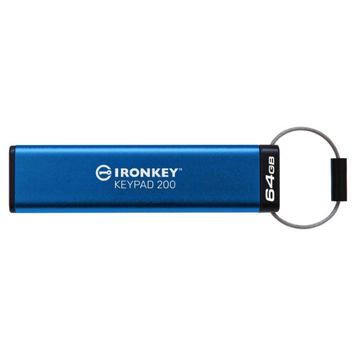 Memoria USB Kingston IronKey Keypad 200 – 64GB – USB 3.2 – Azul – IKKP200/64GB