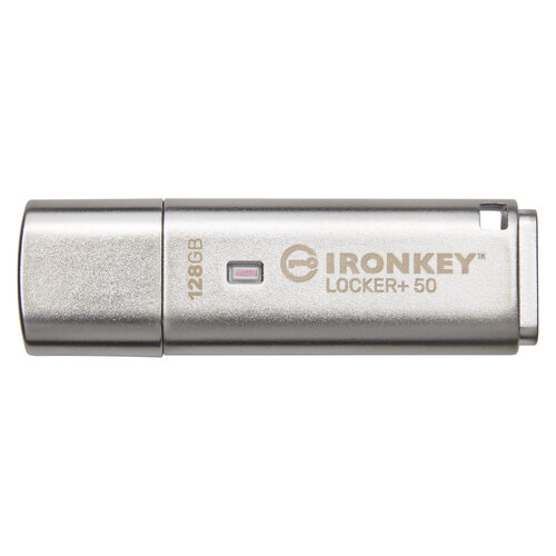 Memoria USB Kingston IronKey Locker+ 50 – 128GB – USB 3.2 – Plata – IKLP50/128GB
