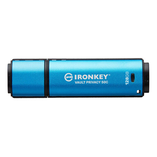 Memoria USB Kingston Ironkey Vault Privacy 50c – 128GB – USB-C – Azul – IKVP50C/128GB