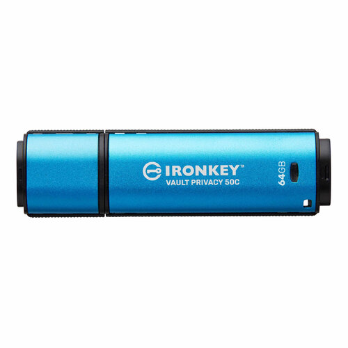 Memoria USB Kingston Ironkey Vault Privacy 50c – 64GB – USB-C – Azul – IKVP50C/64GB