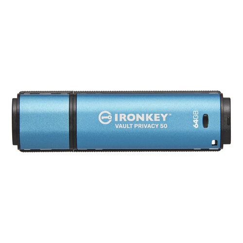 Memoria USB Kingston IronKey Vault Privacy 50 – 64GB – USB-C – Azul – IKVP50/64GB