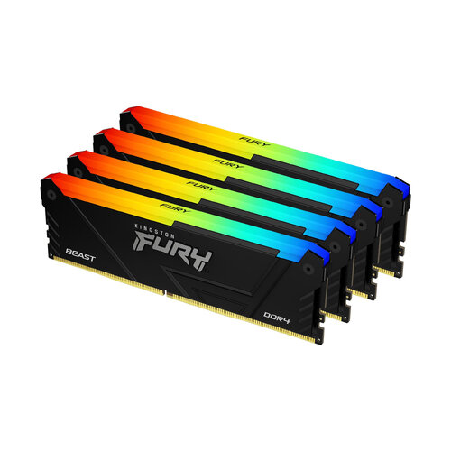 Memoria RAM Kingston FURY Beast RGB – DDR4 – 64GB (4x16GB) – 2666MHz – UDIMM – para PC – KF426C16BB12AK4/64