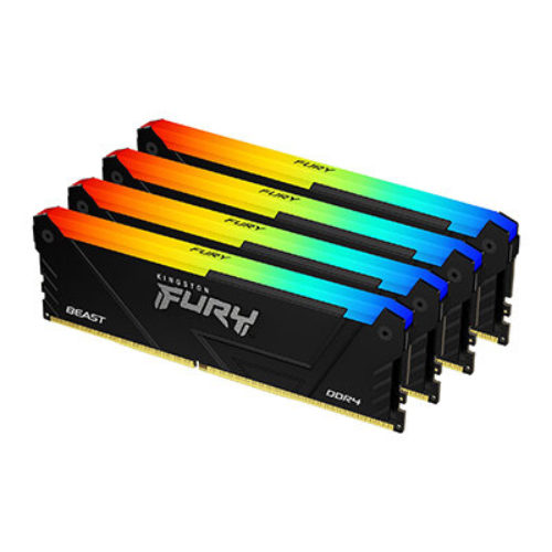 Memoria RAM Kingston FURY Beast RGB – DDR4 – 32GB (4x 8GB) – 3200MHz – UDIMM – Para PC – KF432C16BB2AK4/32