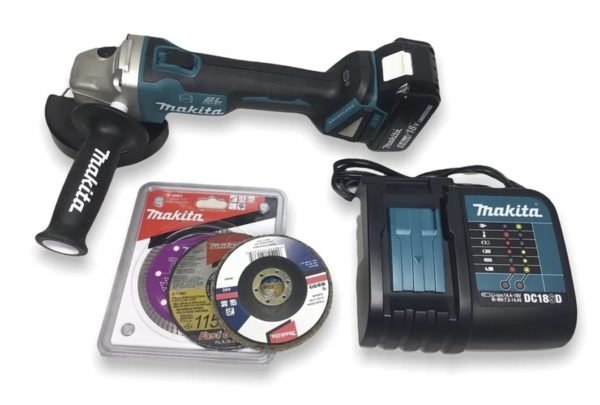 Kit de Esmeril Makita DGA456STX3 - Esmeril DGA456 - Cargador DC18SD - Batería - 3 Discos - DGA456STX3