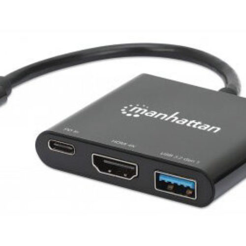 Convertidor de Vídeo Manhattan 130622 – USB-C a HDMI / USB 3.2 / USB-C – 130622