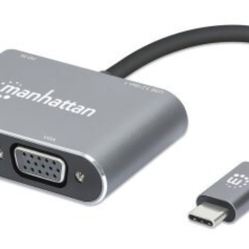 Convertidor de Vídeo Manhattan 130691 – HDMI/VGA/USB-C/USB 3.2 a USB-C – Plata – 130691