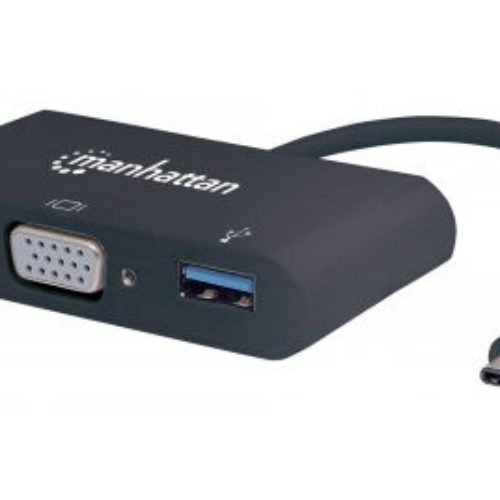 Convertidor USB-C a VGA Manhattan – USB 3.0 – USB-C – Carga – 152044