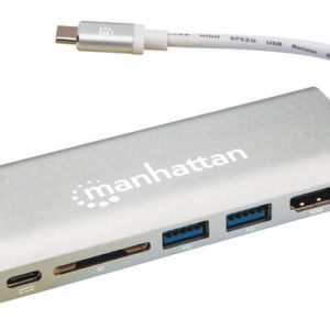 Docking Station Portátil Manhattan 152075 - USB-C a - HDMI - USB 3.0 - USB-C - RJ-45 - SD - Gris - 152075