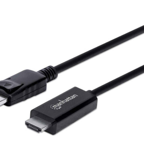 Cable Manhattan 153201 – DisplayPort a HDMI – 1.8 Mts – Resoluciones de video Ultra-HD – Negro – 153201