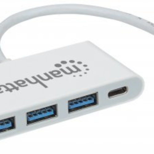 Hub Manhattan 163552 – USB-C – 3x USB-A – Blanco – 163552