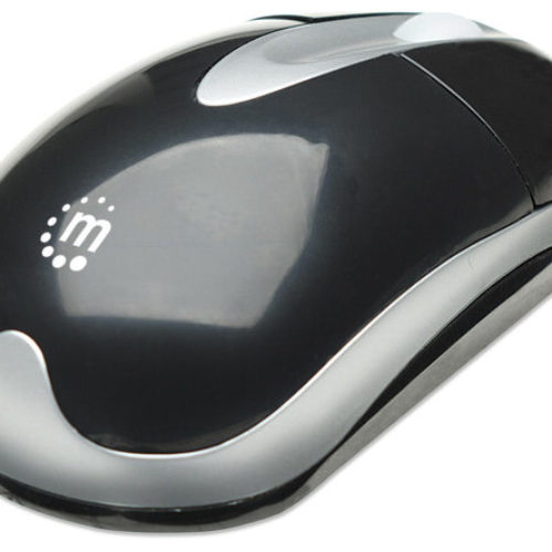Mouse Óptico Manhattan MH3 – Alámbrico – USB – Negro y Plata – 177016
