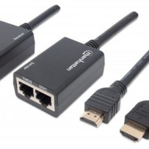 Cable Extensor HDMI Manhattan 207386 – por Red Cat5e / Cat6 – Hasta 30m – 207386