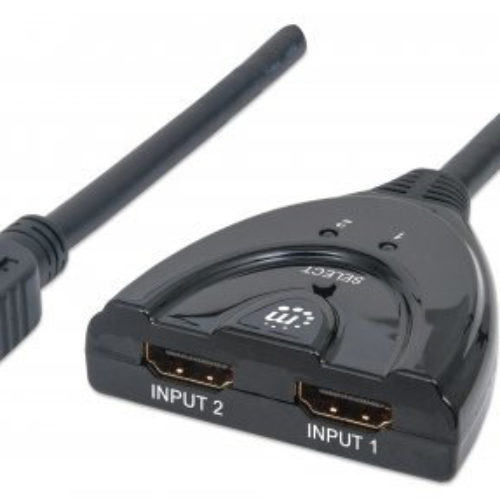 Switch de Video Manhattan 207416 – 2 Puertos HDMI – con Interruptor – 207416