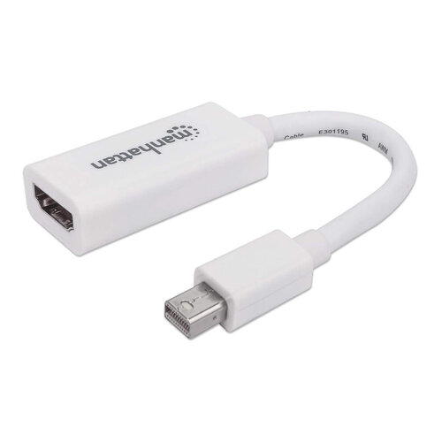 Adaptador Manhattan – Mini-DisplayPort a HDMI – Blanco – En Bolsa – 322461