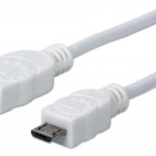 Cable USB Manhattan 323987 – USB A a Micro-USB B – 1.0m – Blanco – 323987