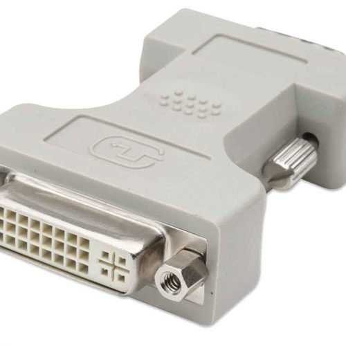 Adaptador de Video Manhattan 328906 – VGA a DVI-I – Macho a Hembra – Blanco – 328906
