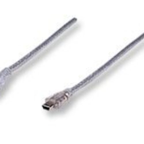 Cable USB de Alta Velocidad 2.0 a macho / B Mini de 5 pines – 1.8 metros – Transparente – 333412