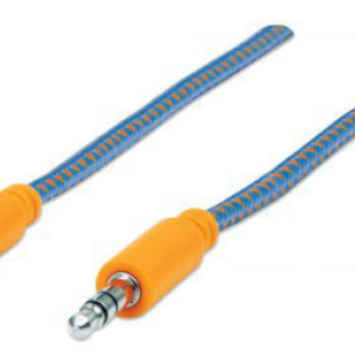 Cable Stereo Manhattan M-m (iPod a Stereo) 1.0m Textil Azul/naranja – 352802