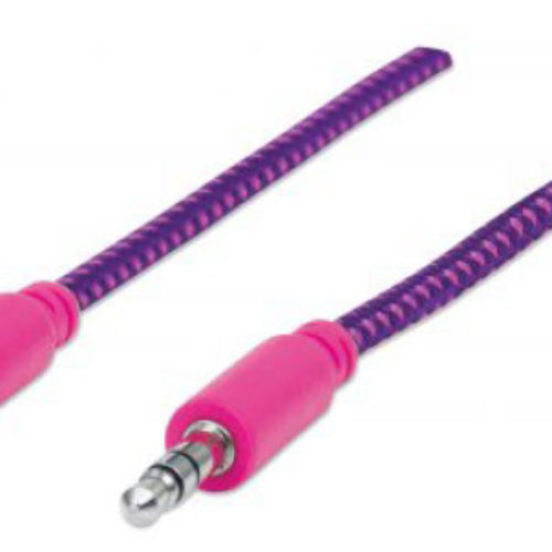 Cable Stereo Manhattan 352826 – 3.5mm – Macho a Macho – 1.0m – Púrpura / Rosa – 352826