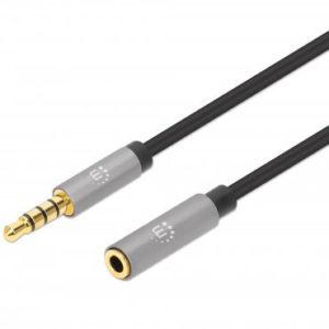 Extensión de Cable Auxiliar Manhattan 356039 - 3.5mm a 3.5mm - Macho a Hembra - 2M - 356039