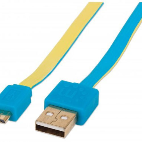 Cable Manhattan 391283 – USB A – Micro-USB B – 1.8m – Azul / Amarillo – 391283