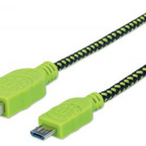 Cable Manhattan V2 394062 – USB A Micro B – 1M – Negro/verde – 394062