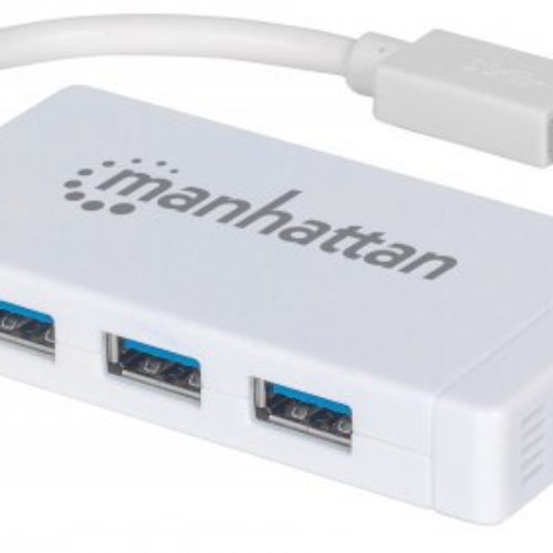 Hub USB Manhattan 507578 – 3 Puertos USB 3.0 – 1 Puerto Gigabit Ethernet – Blanco – 507578
