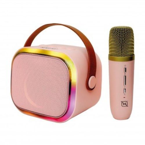 Bocina Karaoke Necnon NB-203 – Bluetooth – 3.5mm – Radio FM – Micro SD – USB – Rosa – NBBS2304VA