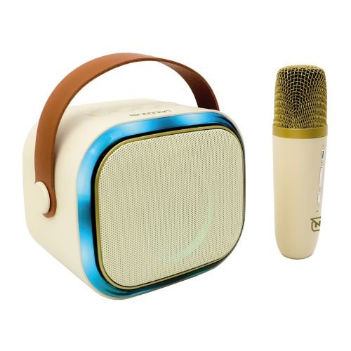 Bocina Karaoke Necnon NB-203 – Bluetooth – 3.5mm – Radio FM – Micro SD – USB – Beige con Azul – NBBS2314VA