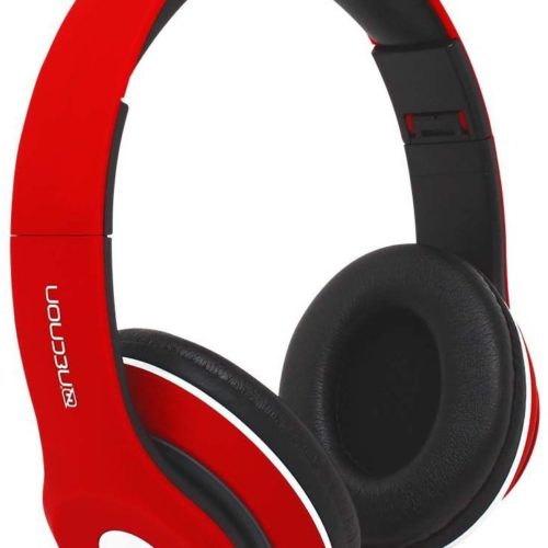 Audífonos Necnon NBH-01R – Alámbrico/Inalámbrico – 3.5mm – Bluetooth – Negro con Rojo – NCAB0102RZ