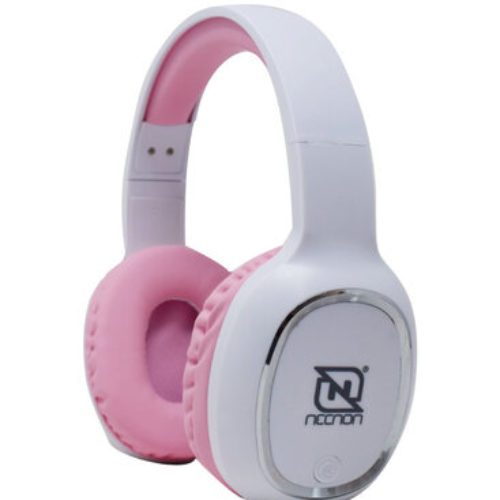 Audífonos Necnon NBH-04 PRO – Inalámbricos/Alámbricos – 3.5mm – Bluetooth – Blanco con Rosa – NBAB042200