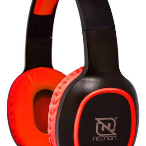 Audífonos Necnon NBH-04 PRO – Inalámbrico/Alámbrico – 3.5mm – Bluetooth – Negro con Rojo – NBAB042500