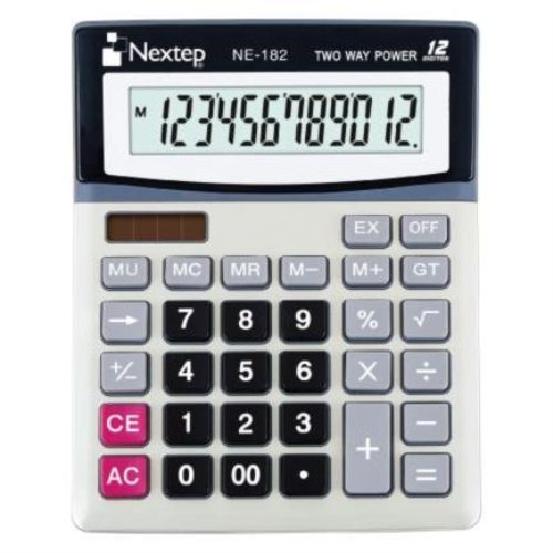 Calculadora de Semi Escritorio Nextep NE-182 – 12 Dígitos – Gris – 2 Piezas – NE-182 B