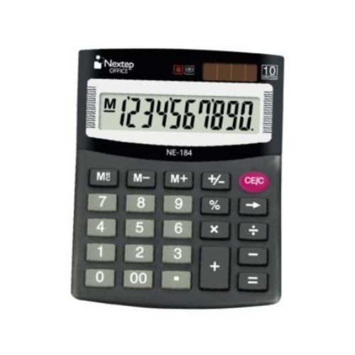 Calculadora de Semi Escritorio Nextep NE-184 – 10 Dígitos – Negro – 2 Piezas – NE-184 B