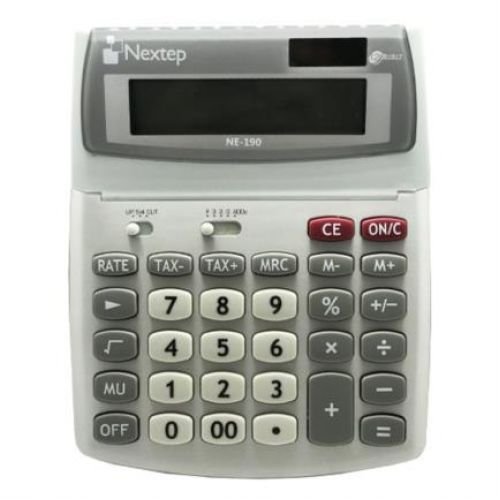 Calculadora Nextep NE-190 – 12 Dígitos – 20 x 16 cm – Función Impuestos – Solar/Batería – NE-190