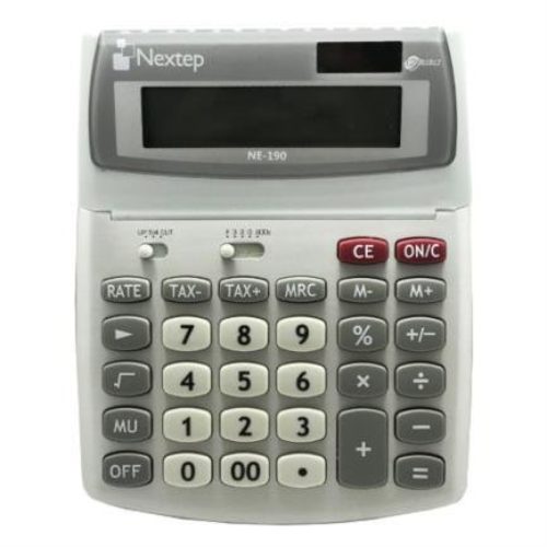 Calculadora Nextep NE-190 – 12 Dígitos – 20 x 16 cm – Función Impuestos – Solar/Batería – 2 Piezas – NE-190 B