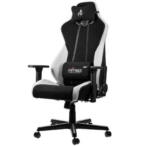 Silla Gamer Nitro Concepts S300 – Soporta 135kg – Negro con Blanco – NC-S300-BW