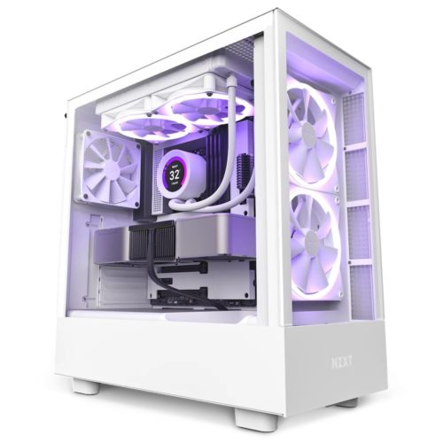 Gabinete Gamer NZXT H5 Elite – Media Torre – ATX/Micro ATX/Mini ITX/E-ATX – 3 Ventiladores – Panel Lateral – Blanco – CC-H51EW-01