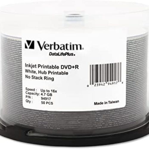 DVD+R Verbatim 94917 – 4.7GB – 16X – Imprimible con Inyección de Tinta – 50 Piezas – 94917